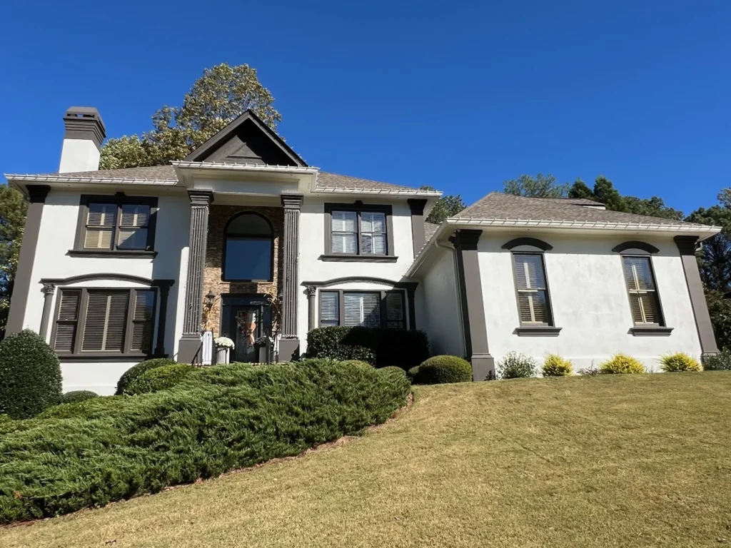 Daytime exterior of a luxury residence used as a reference for custom holiday lighting design.